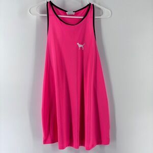 PINK Victoria's Secret Tank Top Womens Med Neon Pink Racerback Logo Activewear